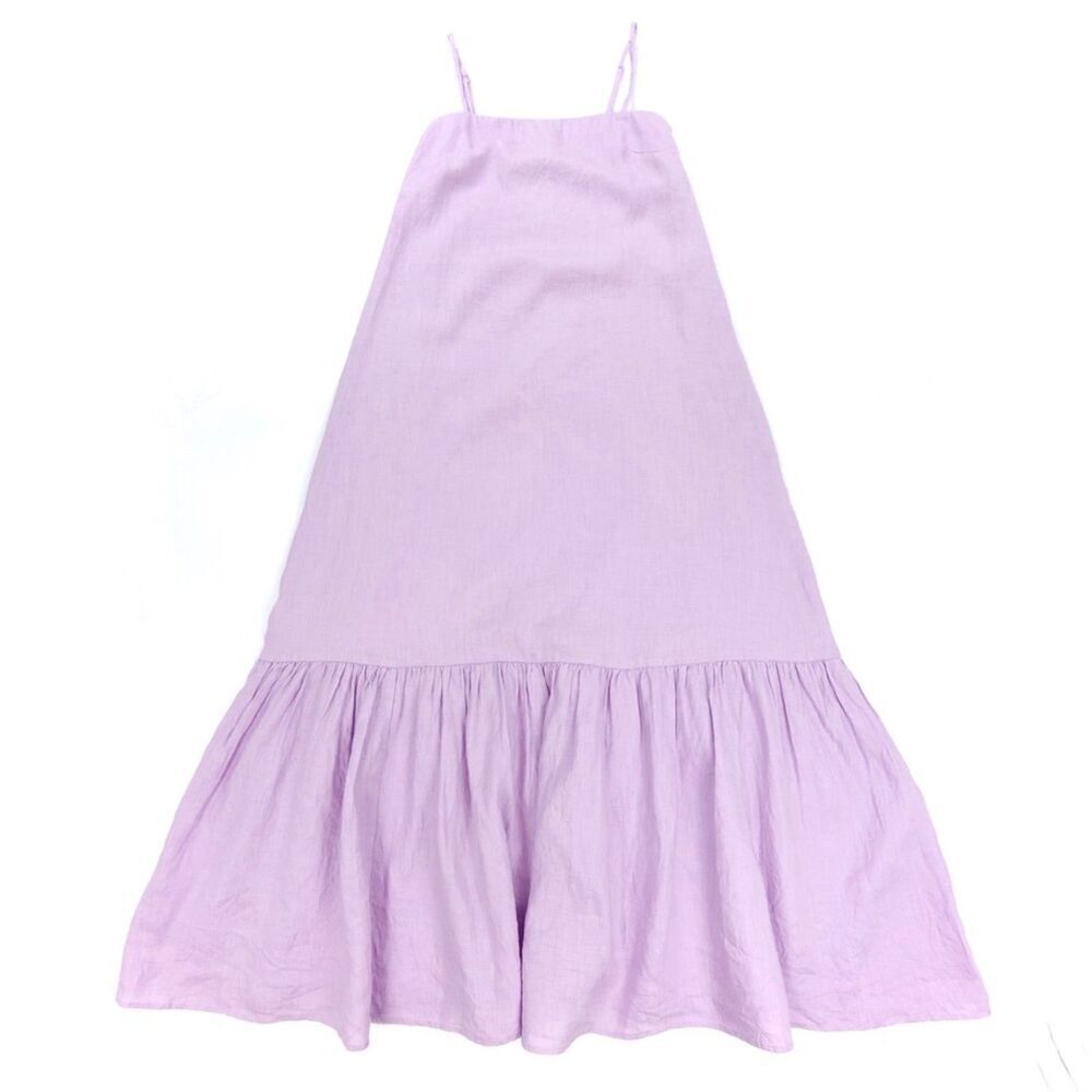 NEW & Other Stories 100% Linen Boho Cottagecore Tiered Maxi Dress Lilac Purple 6